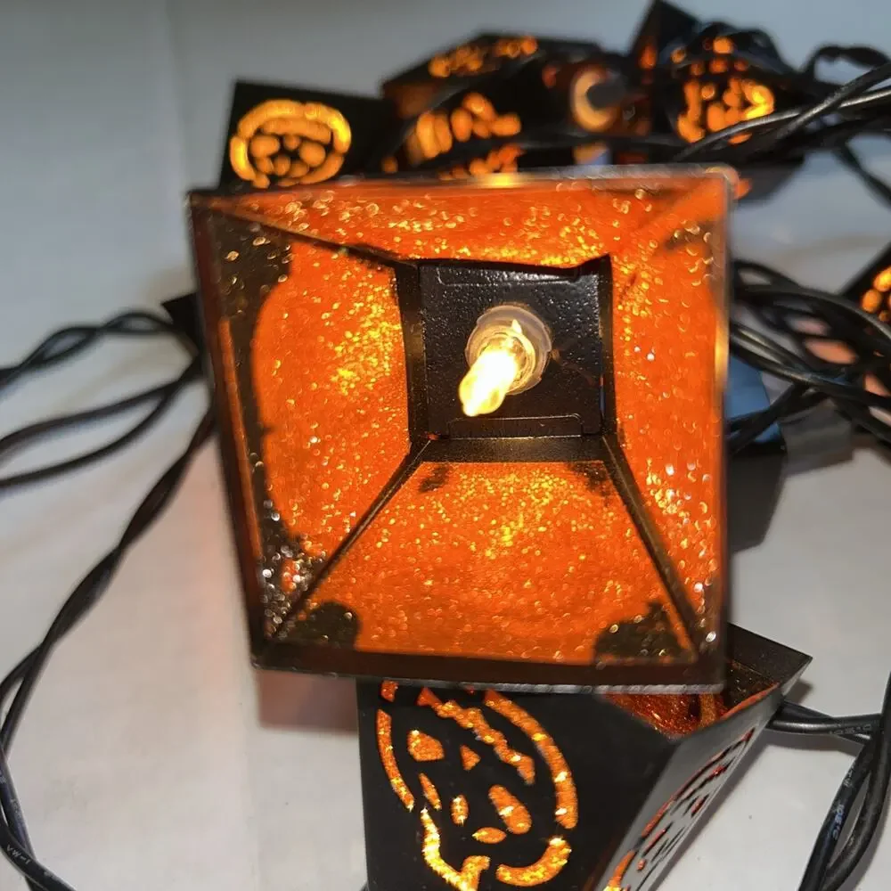 Halloween 10 count pumpkin Jack O Lantern lights with boxes Working Used Good
